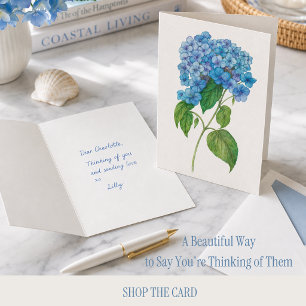 Cartão Blue Hydrangea Pensando em Você