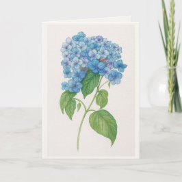 Cartão Blue Hydrangea Watercolor Botanical Card | Elegant