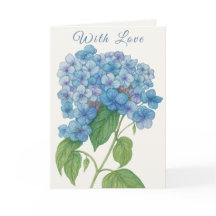 Blue Hydrangea Watercolor Floral Greeting Card 