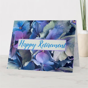 Cartão Blue Hydrangeas Happy Retirement Group Grande