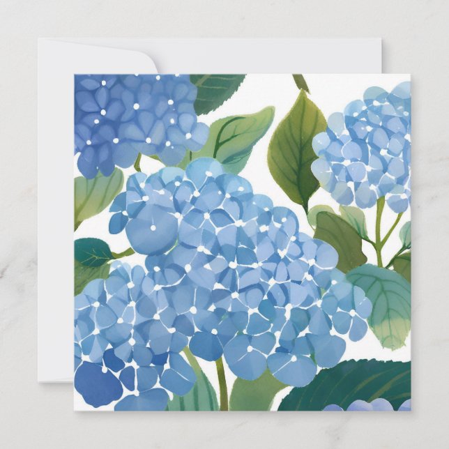 Cartão Blue Hydrangeas | Linda Floral Bush (Frente)