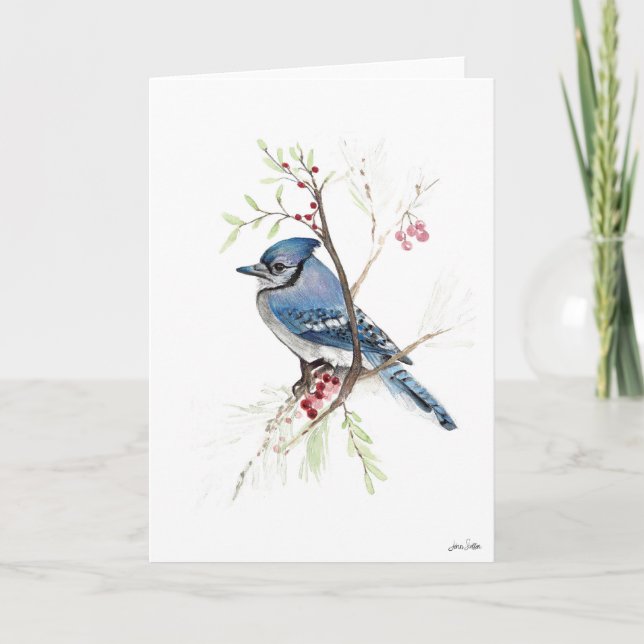 Cartão Blue Jay Bird Art (Frente)