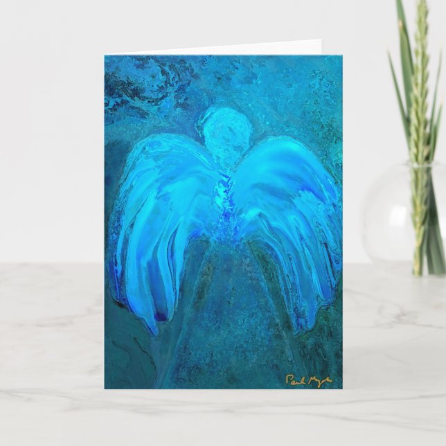 Cartão Blue Light Angel Greeting Card (Frente)