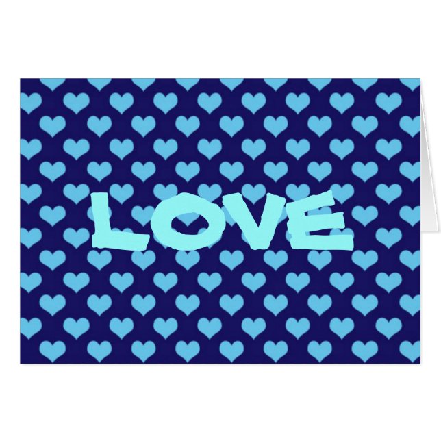 Cartão Blue Love Hearts (Frente Horizontal)