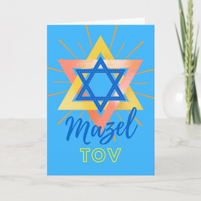 Cartão Blue Mazel Tov Bold Colorful Star (Frente)