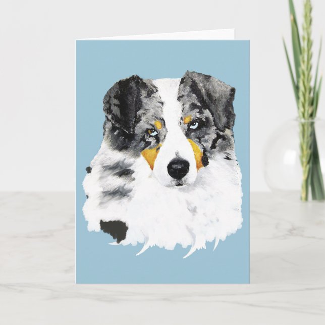 Cartão Blue Merle Australian Shepherd Blank Greeting Card (Frente)