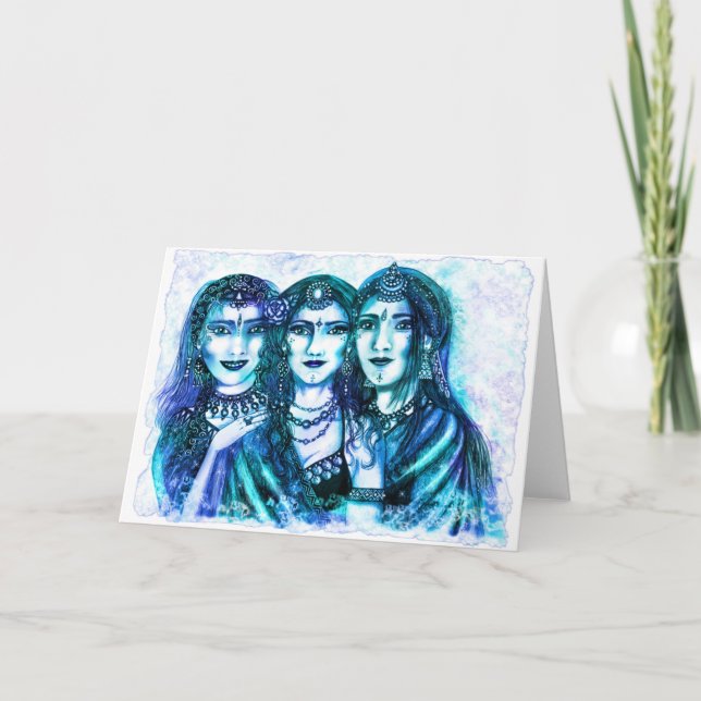 Cartão Blue Moon Trio  Greeting Card (Frente)