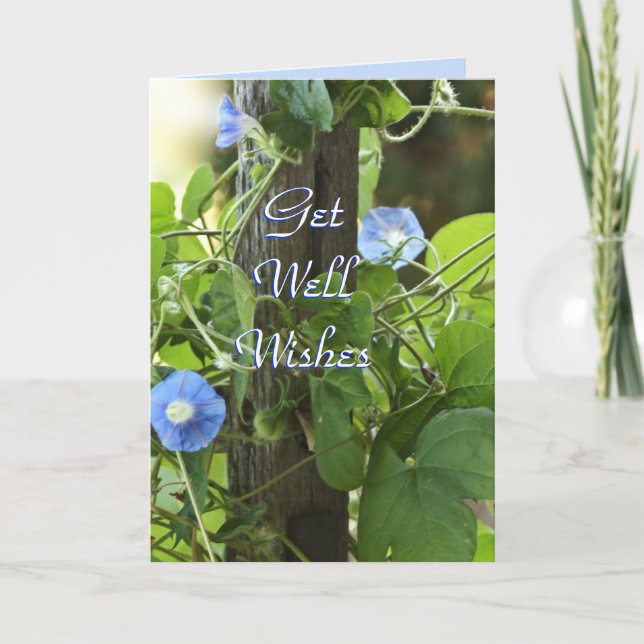 Cartão Blue Morning Glories- customize any occasion (Frente)