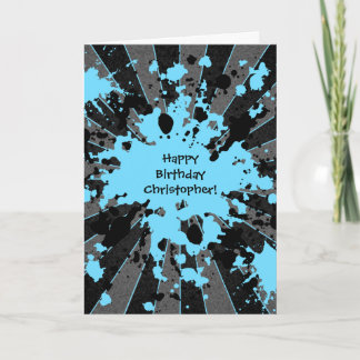 Cartão Blue paintball Happy Birthday