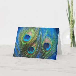 Cartão Blue Peacock Feather Wedding