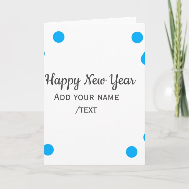 Cartão Blue polkadots happy new year add name messasimple (Frente)