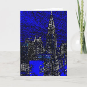 Cartão Blue Pop Art New York City Greeting Card