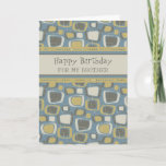 Cartão Blue Retro Brother Birthday<br><div class="desc">Cartão de aniversário para irmão com padrão azul divertido e bronzeado e verso pensativo.</div>