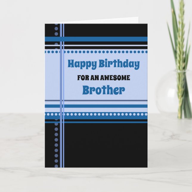 Cartão Blue Retro Brother Birthday (Frente)