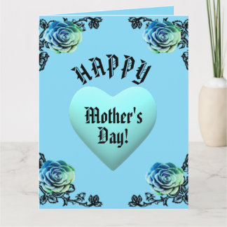 Cartão Blue Rose and Heart Lace Mother's Day