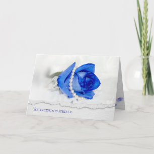 Cartão blue rose and pearls on white