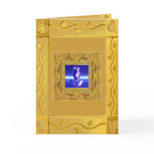 Blue Rose in Golden Frame Card