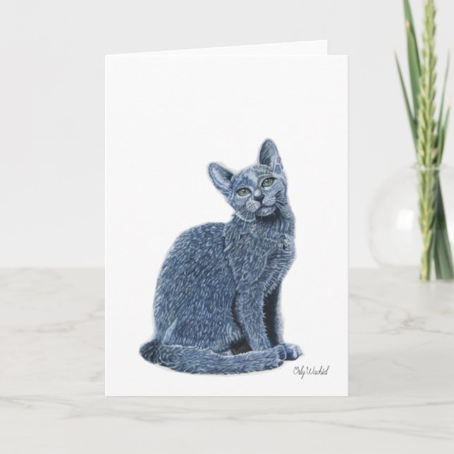 Cartão Blue Russian greeting card - for cat lovers (Frente)