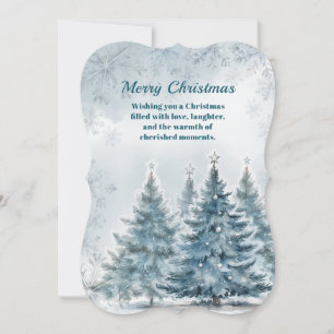 Cartão Blue Silver Snowy Winter Wonderland Tree Christmas
