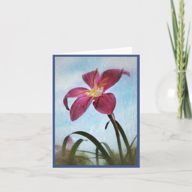 Cartão Blue Skies and Fairy Lilies Blank Note Card (Frente)