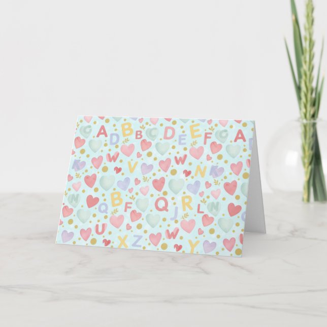 Cartão Blue Sky ABC & Watercolor Hearts (Frente)