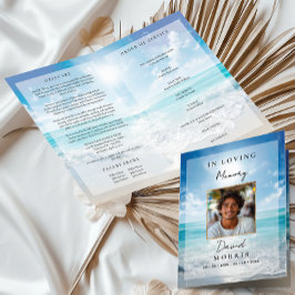 Cartão Blue Sky Photo Memorial Funeral Program 