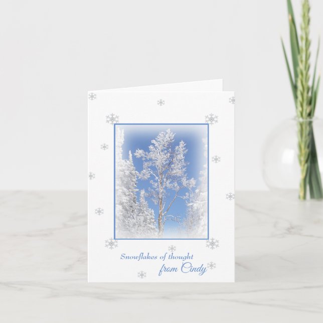 Cartão Blue Sky Snowy Aspen Personalized Note Card (Frente)