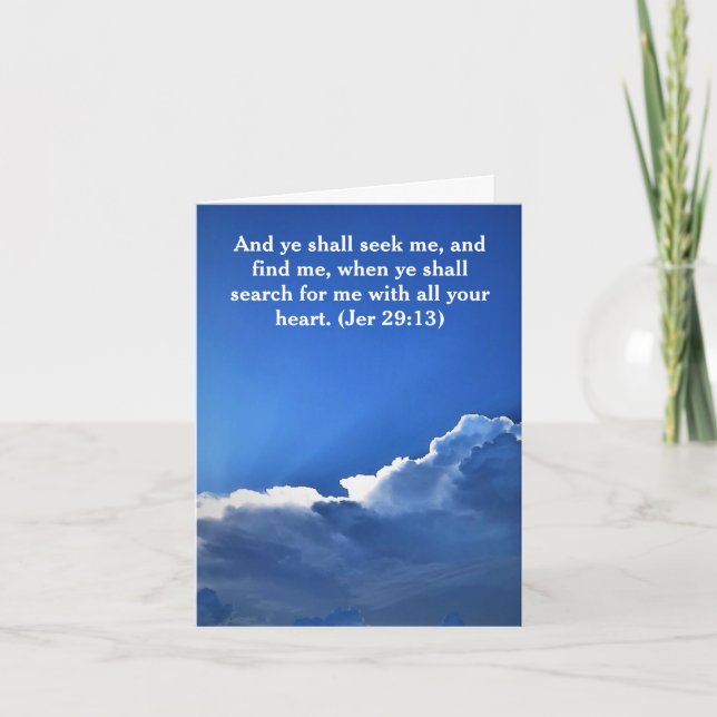 Cartão BLUE SKY WHITE CLOUDS "THINKING OF YOU" Jer 29:13 (Frente)