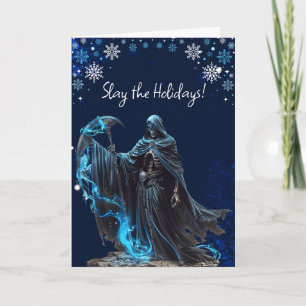 Cartão Blue Snowflake Grim Reaper Engraçado Natal