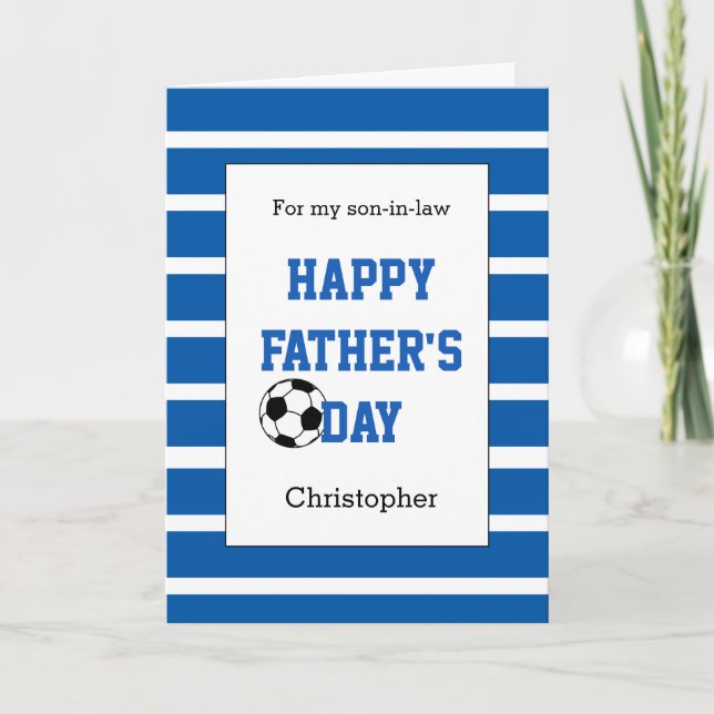 Cartão Blue Soccer Father's Day Son-in-Law (Frente)