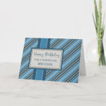 Cartão Blue Stripes Brother Birthday<br><div class="desc">Cartão de aniversário para irmão com padrão de listras azuis e verso atencioso.</div>