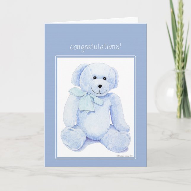 Cartão Blue Teddy Bear Congratulations Card (Frente)