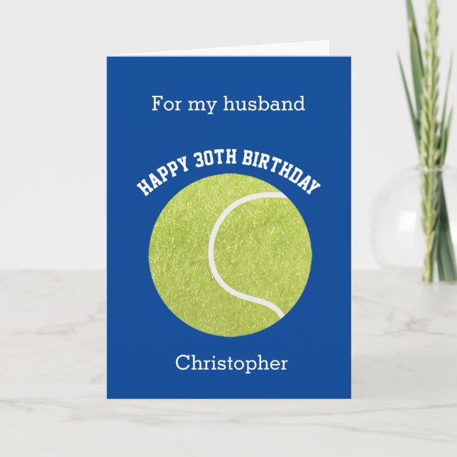 Cartão Blue Tennis Birthday Husband  (Frente)