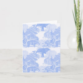 Cartão Blue Toile Selgle Animais Safari Chinoiserie