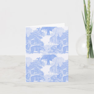 Cartão Blue Toile Selgle Animais Safari Chinoiserie