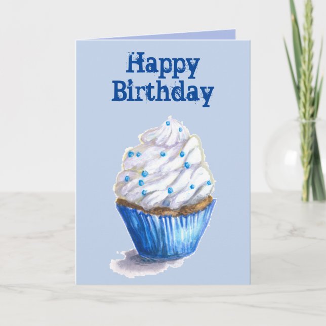 Cartão Blue Velvet Cupcake Birthday Card (Frente)