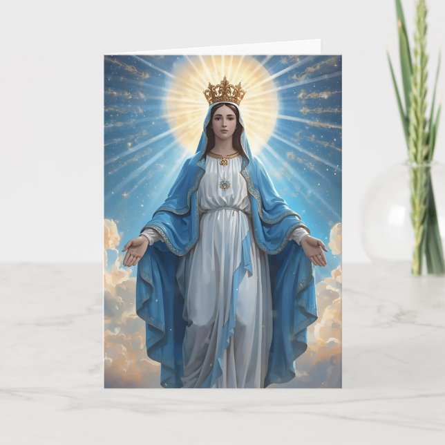 Cartão Blue VIrgin Mary Sympathded Greeting Card (Frente)