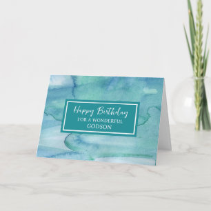 Cartão Blue Watercolor Godson Birthday