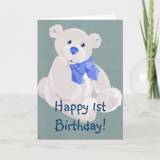 Cartão Blue & White Teddy Card