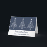 Cartão Blue White Trees Brother Feliz Natal<br><div class="desc">Feliz Natal para o cartão irmão em azul marinho moderno com ilustrações da árvore de natal ornamentado.</div>
