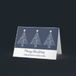 Cartão Blue White Trees Sister Feliz Natal<br><div class="desc">Feliz Natal para a placa irmã em azul marinho moderno com ilustrações de árvore de natal ornamentado.</div>