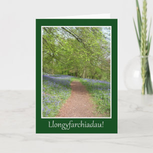 Cartão Bluebell Wood Congratulations Card: Welsh Greeting