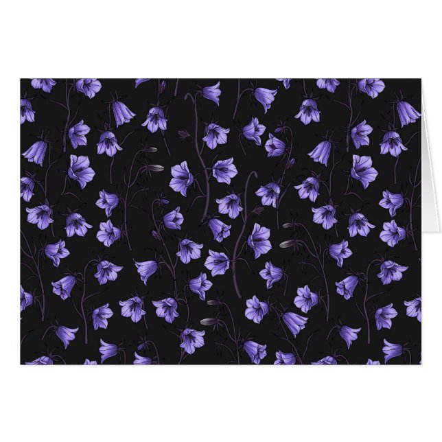 Cartão Bluebells à meia-noite, Harebeldes, Flores (Frente Horizontal)