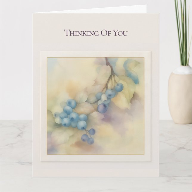 Cartão Blueberry Floral Folded Greeting Card - Blank  (Frente)