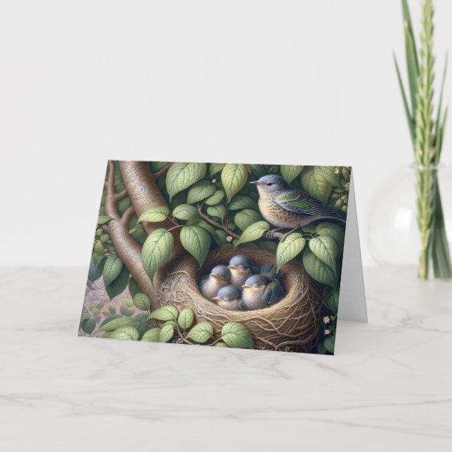 Cartão Bluebird e Dia de as mães Nest (Frente)