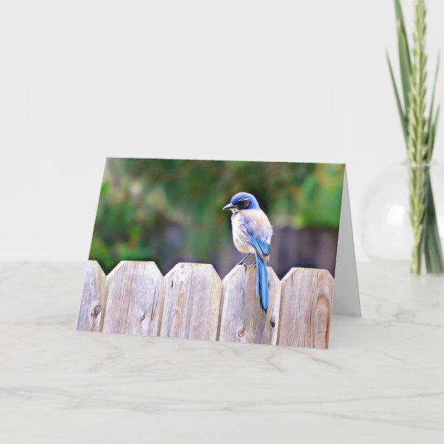 Cartão Bluebird On Fence Scripture Card Psalm 91:2 (Frente)