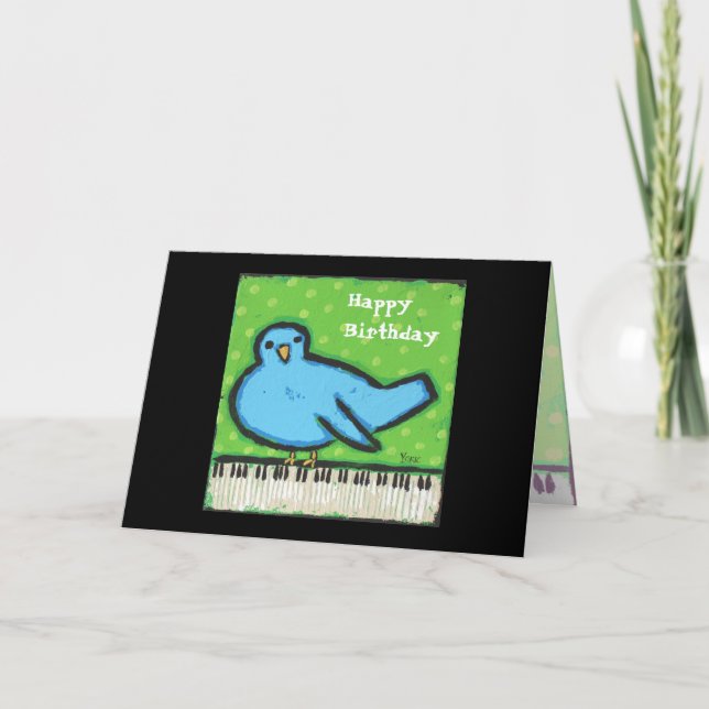 Cartão Bluebird/piano birthday card (Frente)