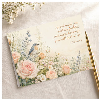 Cartão Bluebird & Roses Salmo 91:4