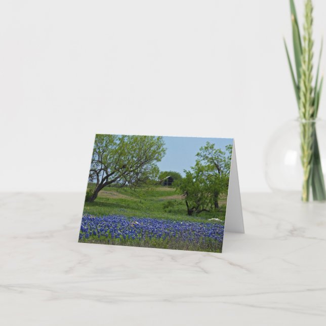 Cartão Bluebonnets and an Old Barn note card (Frente)