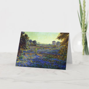 Cartão Bluebonnets no fim da tarde, perto de La Grange,